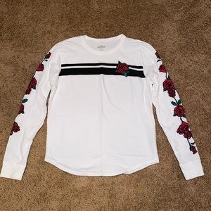 Long sleeve Hollister shirt with roses